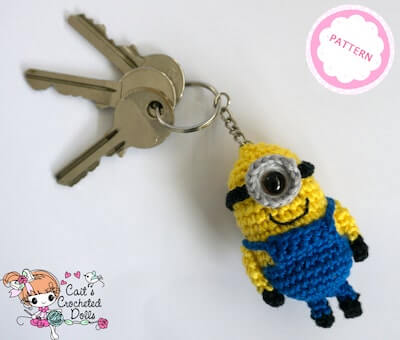 Minion Keychain Crochet Pattern by Caits Crocheted Dolls