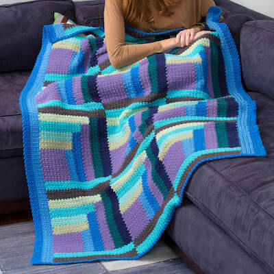 Mod Log Cabin Throw Crochet Pattern by Red Heart