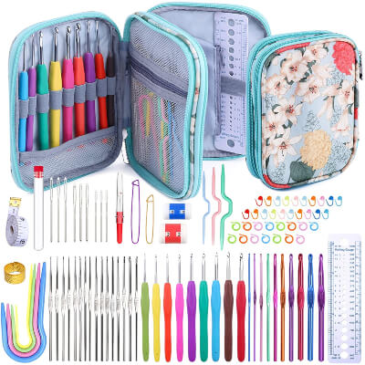 96 Pack Crochet Hook Set with Storage Case and Crochet Needle Accessories