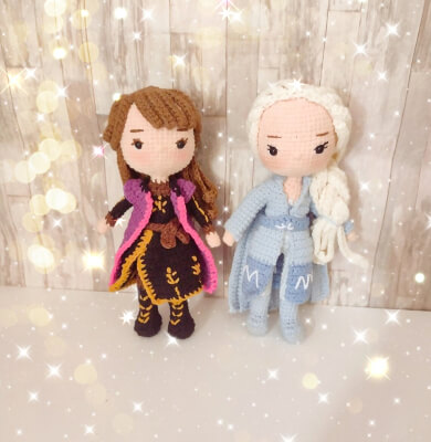 Elsa and Anna Crochet Disney Princesses Pattern by Creacionespopalina