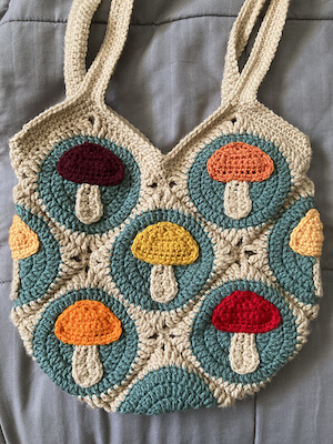 Crochet Mushroom Bag Pattern by Rachel Veenstra