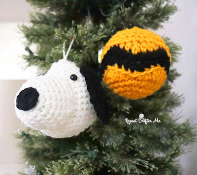 Crochet Charlie Brown And Snoopy Ornaments Pattern by Repeat Crafter Me