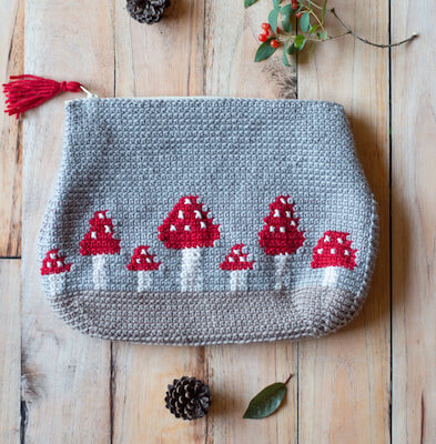 Crochet Mushroom Pouch Pattern by Whistle And Ivy