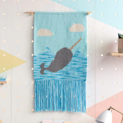 Wall Hanging Crochet Narwhal Free Pattern by Yarnspirations