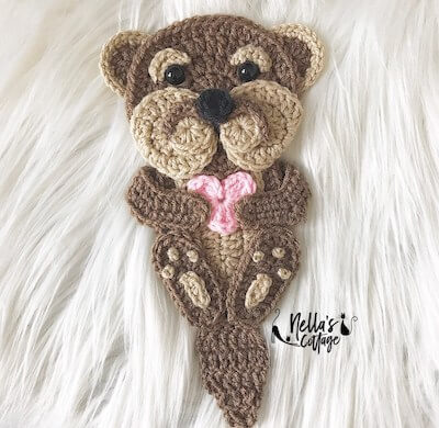 Crochet Otter Applique Pattern by Nella's Cottage