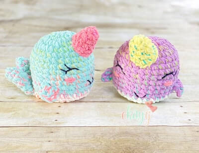 Crochet Puffy Stuffy Narwhal Pattern by Ekay G