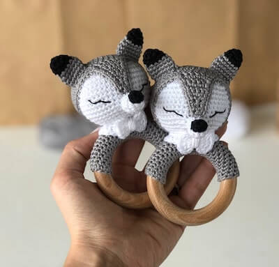 Crochet Wolf Baby Rattle Pattern by Vinera Eyer Patterns