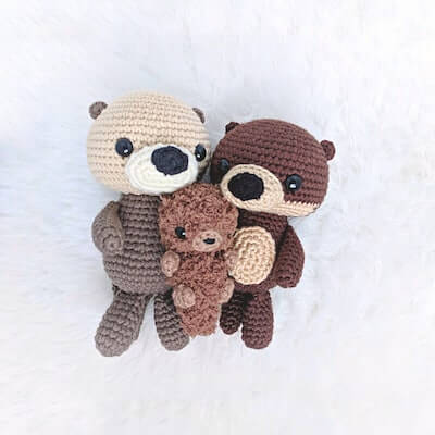 Otter Family Amigurumi Pattern by Ami Amore