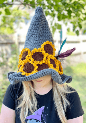 Sunflower Witch Hat Crochet Pattern by Crafty Kitty Crochet