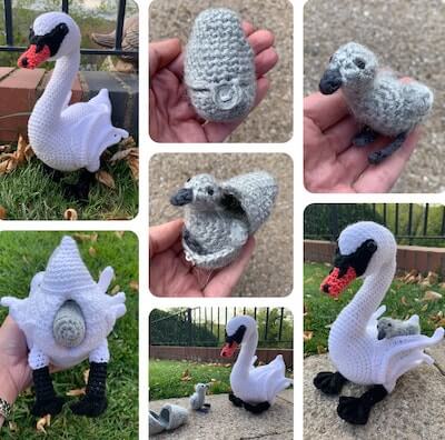 Crochet Swan With Hatching Cygnet Pattern by Lau Loves Crochet