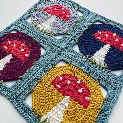 Toadstool Square Crochet Pattern by Pony Mc Tate