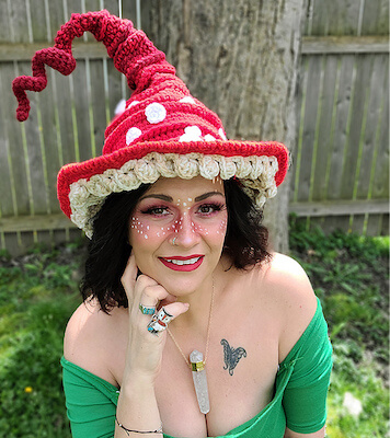Twisted Mushroom Witchy Hat Crochet Pattern by Stephanie Pokorny