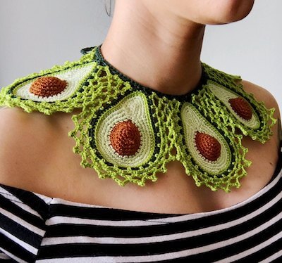 Crochet Avocado Collar Pattern by Sylvia Margaret Designs