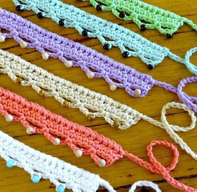 Crochet Beaded Choker Necklace Pattern by Rhinestone Mumma
