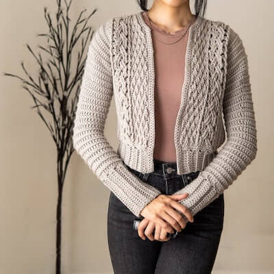 Crochet Cable StItch Jacket Pattern by TCDDIY