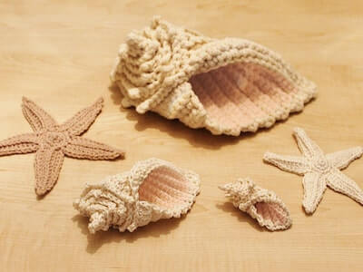 Crochet Conch Sea Shells And Star Fish Pattern by TC Designs UK