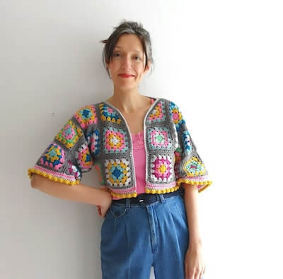 Crochet Cropped Granny Jacket Pattern by Theodora Goes Wild UK