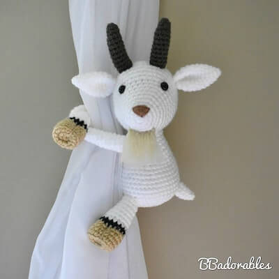Crochet Goat Curtain Tie Back Pattern by BB Adorables