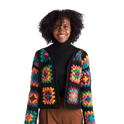 Crochet Granny Square Jacket Pattern by Red Heart