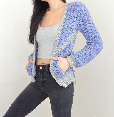 Crochet Jacket With Pocket Pattern by TCDDIY