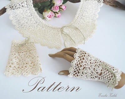 Crochet Lace Collar Pattern by Emelie Beads