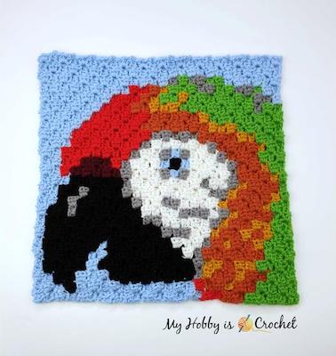 Crochet Parrot C2C Square Pattern by My Hobby Is Crochet