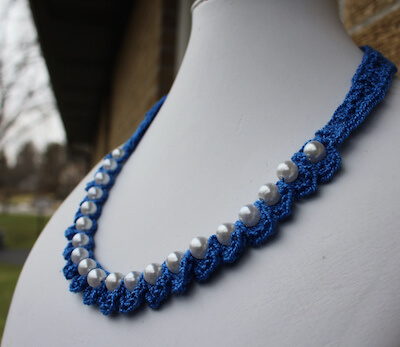 Crochet Pearl Bead Necklace Pattern by Only Made For You