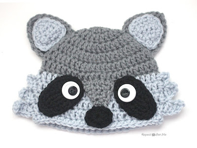 Crochet Raccoon Hat Pattern by Repeat Crafter Me