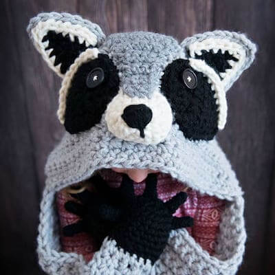 Crochet Raccoon Hooded Blanket Pattern by MJ's Off The Hook Designs