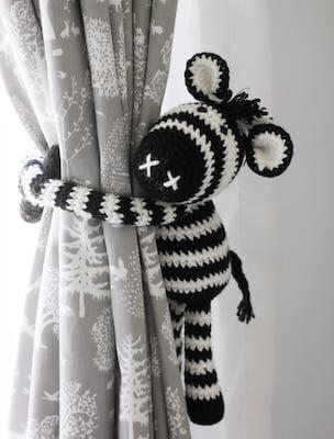 Crochet Zebra Curtain Tie Back Pattern by Thoresby Cottage