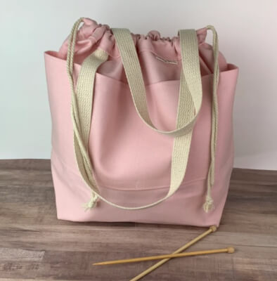 2 Handle Knitting Crochet Project Bag Canvas Drawstring Bag from ByTheBayBagCo