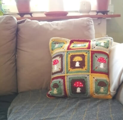 Crochet Mushroom Granny Square Pattern