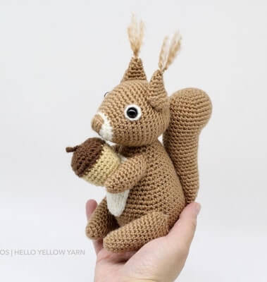 Crochet Amigurumi Squirrel Pattern by Hello Yellow Yarn