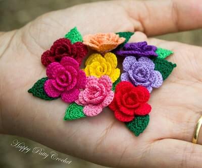 Crochet Mini Rose Pattern by Happy Patty Crochet