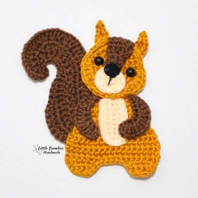 Crochet Squirrel Applique Pattern by Little Bamboo Handmade