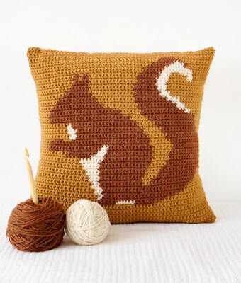 Crochet Squirrel Pillow Pattern by Little Doolally