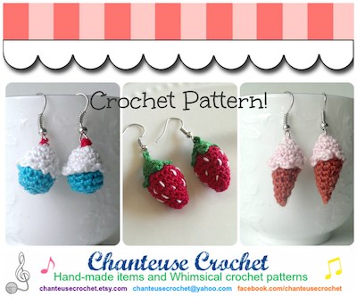 Micro Amigurumi Earrings Crochet Pattern by Chanteuse Crochet