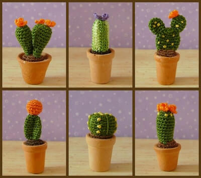 Miniature Cactus Plant Crochet Pattern by Muffa Miniatures
