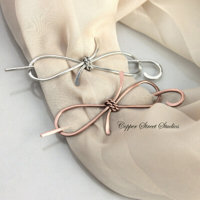 Bow Shawl Pin with Twisted Wire by CopperStreetStudios
