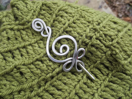 Celtic Budding Spiral Aluminum Pin for Shawl