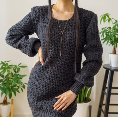Crochet Sweater Dress Pattern by TCDDIY