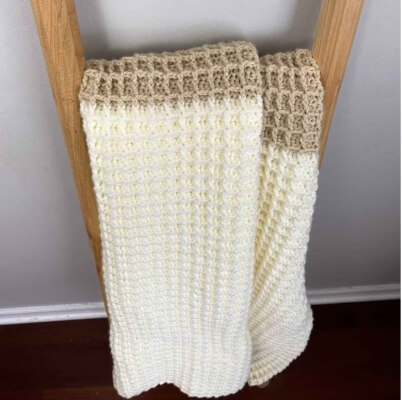 Crochet Waffle Stitch Blanket Pattern by StitchingTog