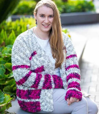 Free Crochet Striped Velvet Cardigan Pattern by Nicki’s Homemade Crafts