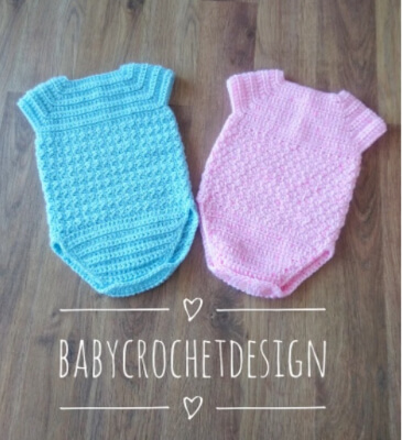 Milan Baby Romper Crochet Pattern using Yarn Weight 3