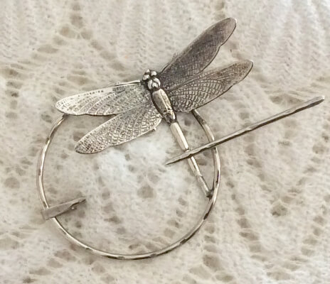 Silver Dragonfly Penannular Shawl Pin by Bentspoonjewelry