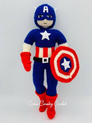 Captain America Amigurumi Crochet Pattern by Crown Country Crochet
