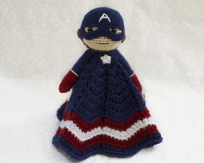 Captain America Lovey Crochet Pattern by Adventures In Yarnia
