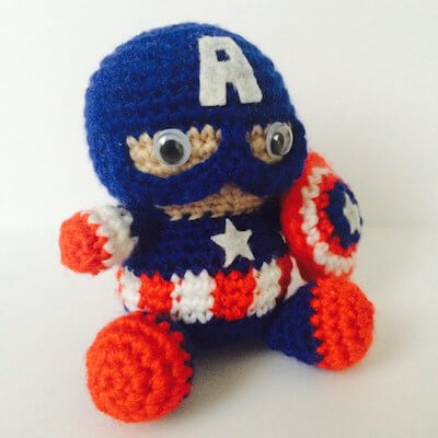 Crochet Captain America Amigurumi Pattern by Amigurumeria