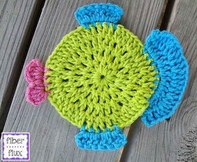 Crochet Fish Dishcloth Pattern by Fiber Flux
