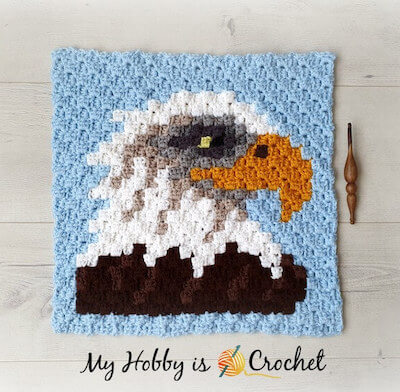C2C Square Bald Eagle Crochet Pattern by My Hobby Is Crochet